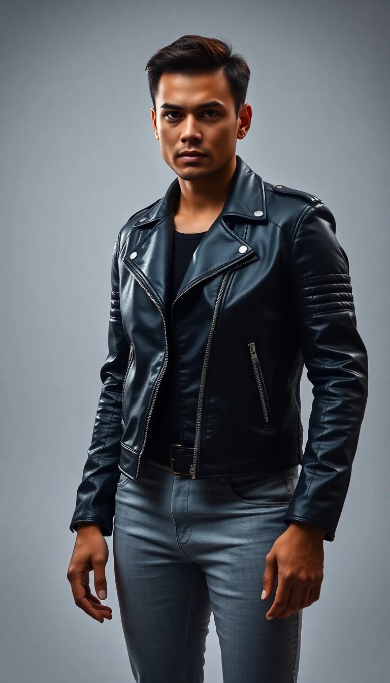 Chaqueta de cuero negra